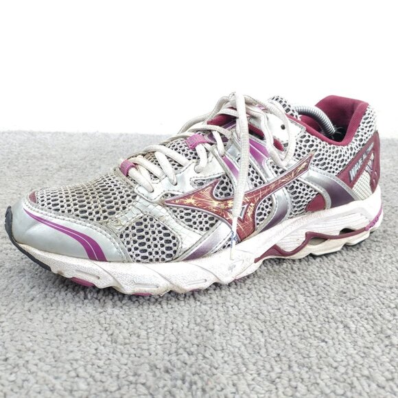Mizuno Wave Alchemy 10 Womens Size 9 Running Shoes Low Top Silver Burgundy - Picture 5 of 11